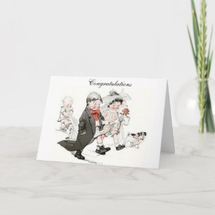 Cute Children som gör Bröllop-marschen Kort