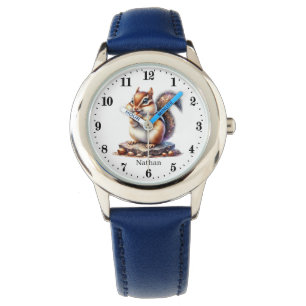 Cute children unisex chipmunk add namn armbandsur