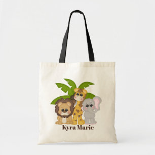 Cute children unisex djungel animals add namn tygkasse