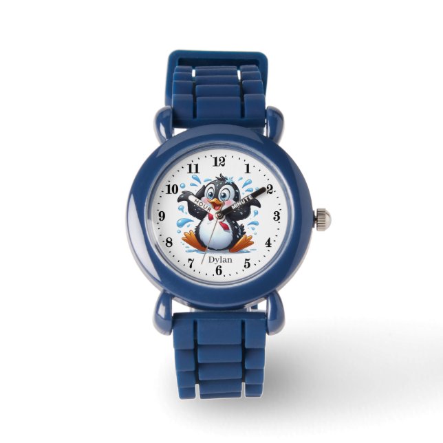 Cute children unisex penguin add namn armbandsur (Framsida)