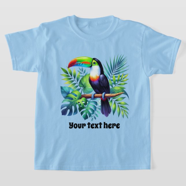 Cute children unisex toucan anpassade t shirt (Laydown)