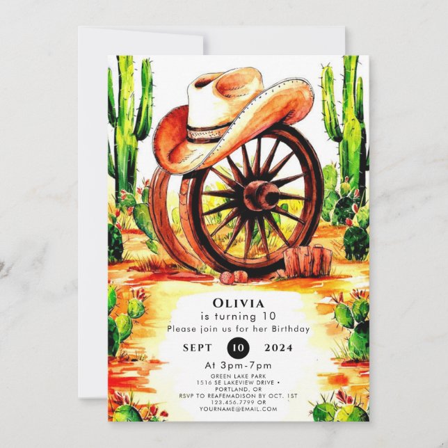 Cute Children's Cowboy Birthday Inbjudningar (Framsida)