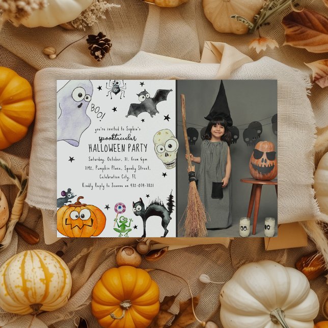 Cute Children's Roligt Photo Halloween Inbjudningar (Skapare uppladdad)