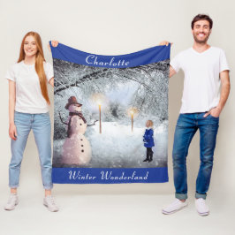 Cute Child's Namn, Winter Wonderland, jul Fleecefilt
