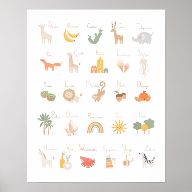 Cute Child's Watercolor Alphabet Poster (Framsidan)