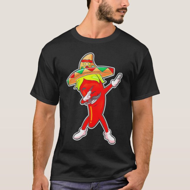 Cute Chili Dabbing Pepper Mexikanska Hetten Jalape T Shirt (Framsida)