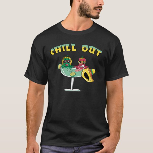 Cute Chili Peppers in Margarita Chill Out T Shirt (Framsida)