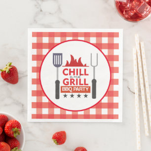 Cute chill and grill party bbq pappersservett