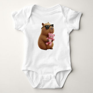 Cute Chill Capybara Hugging Teddy Bear  T Shirt
