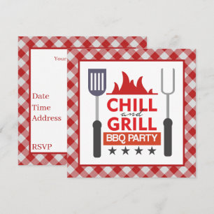 Cute chill grill BBQ party Inbjudningar