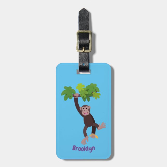 Cute chimpans i tecknaden för hängning av djungeln bagagebricka (Vertikal Framsida)