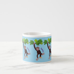 Cute chimpans i tecknaden för hängning av djungeln espressomugg