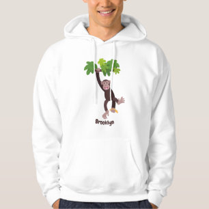 Cute chimpans i tecknaden för hängning av djungeln hoodie