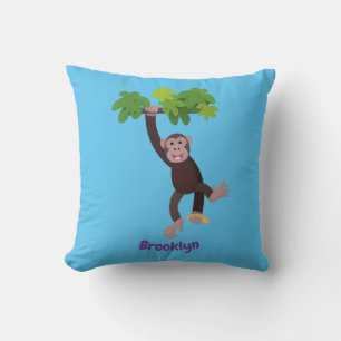 Cute chimpans i tecknaden för hängning av djungeln kudde