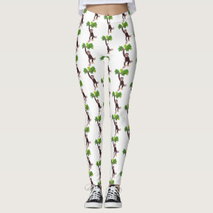 Cute chimpans i tecknaden för hängning av djungeln leggings