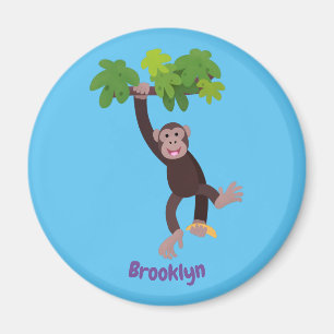 Cute chimpans i tecknaden för hängning av djungeln magnet