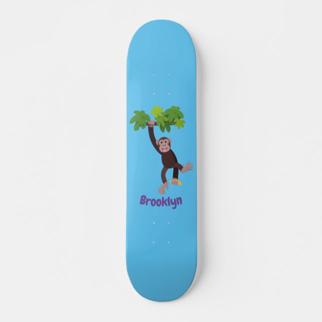 Cute chimpans i tecknaden för hängning av djungeln mini skateboard bräda 18,5 cm (Framsida)