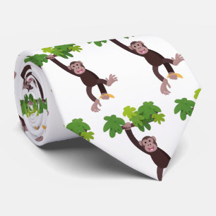 Cute chimpans i tecknaden för hängning av djungeln slips