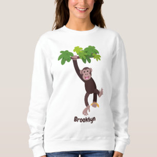 Cute chimpans i tecknaden för hängning av djungeln t shirt