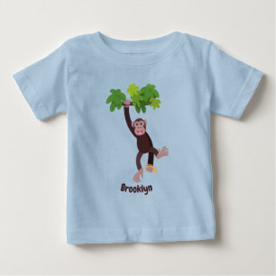 Cute chimpans i tecknaden för hängning av djungeln t shirt