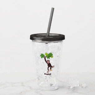 Cute chimpans i tecknaden för hängning av djungeln take away mugg