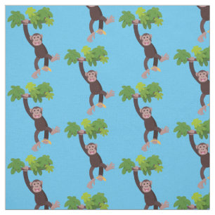 Cute chimpans i tecknaden för hängning av djungeln tyg