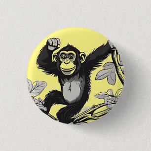 Cute chimpans på greeterna i gren knapp