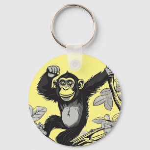 Cute chimpans på greeterna i gren nyckelring