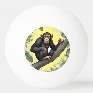 Cute chimpans på greeterna i gren pingisboll