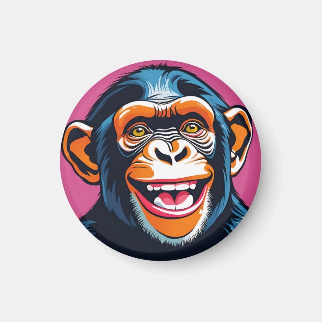 Cute Chimpanzee Laughs Magnet (Framsidan)