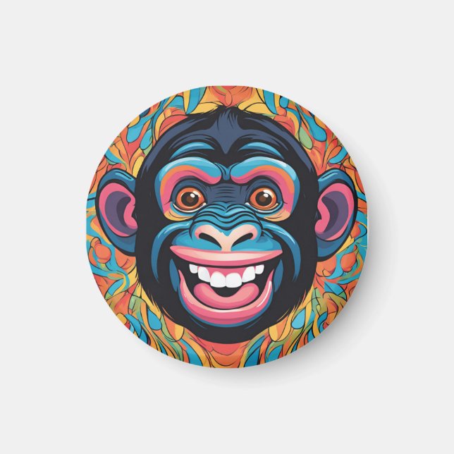 Cute Chimpanzee Laughs Magnet (Framsidan)