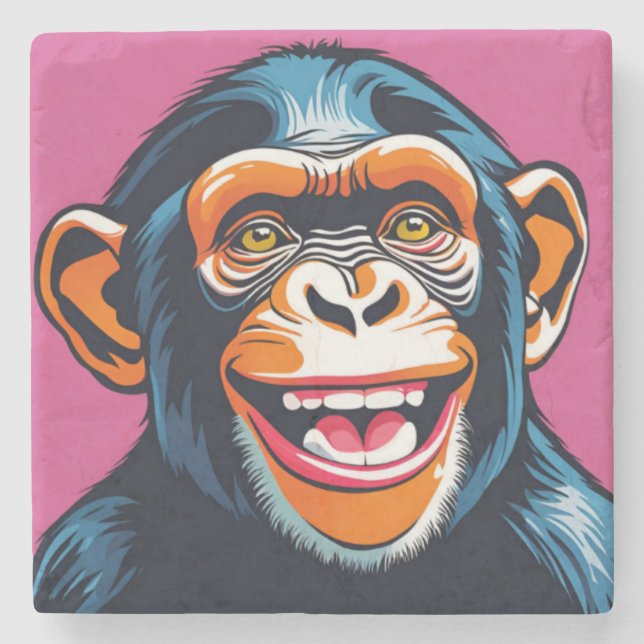 Cute Chimpanzee Laughs Stenunderlägg (Framsidan)