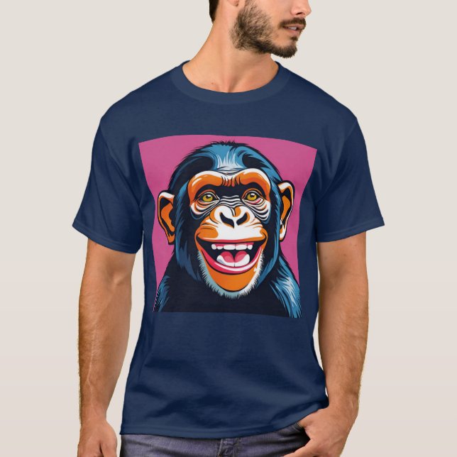 Cute Chimpanzee Laughs T Shirt (Framsida)