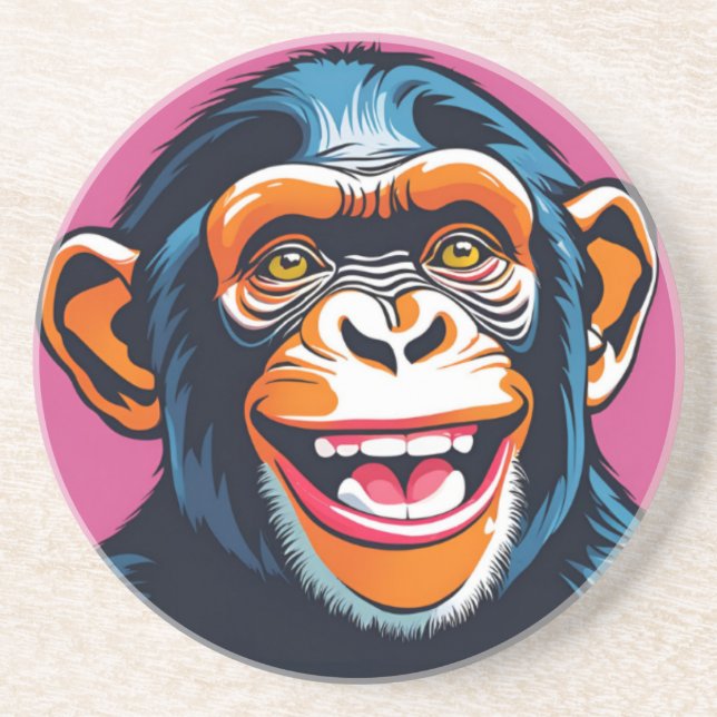 Cute Chimpanzee Laughs Underlägg (Framsidan)