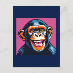 Cute Chimpanzee Laughs Vykort