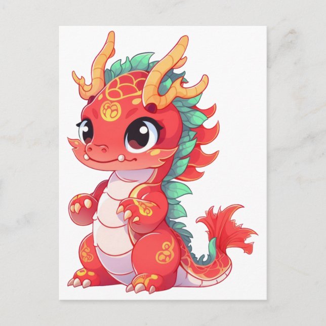 Cute China Dragon Vykort (Framsida)