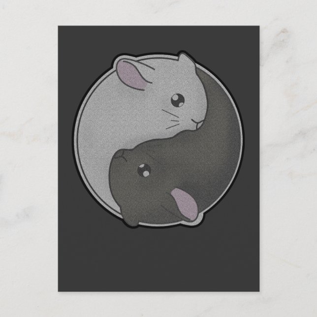 Cute Chinchilla Gift Yin Yang Rodent Pet Taoism Vykort (Framsida)