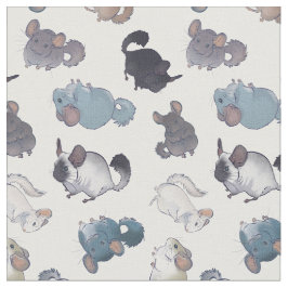 Cute Chinchilla Scatter Cute Animals on White Tyg