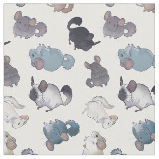 Cute Chinchilla Scatter Cute Animals on White Tyg