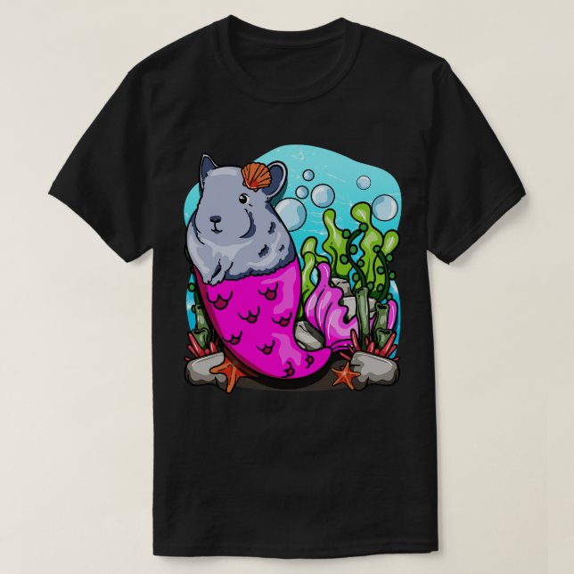 Cute Chinchilla sjöjungfru T Shirt (Design framsida)