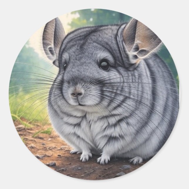 Cute Chinchilla Stickers Runt Klistermärke (Framsida)