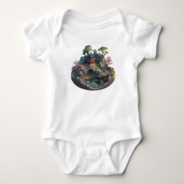 Cute Chinese Fantasy 3D Ligcape Baby Bodykostym T Shirt (Framsida)