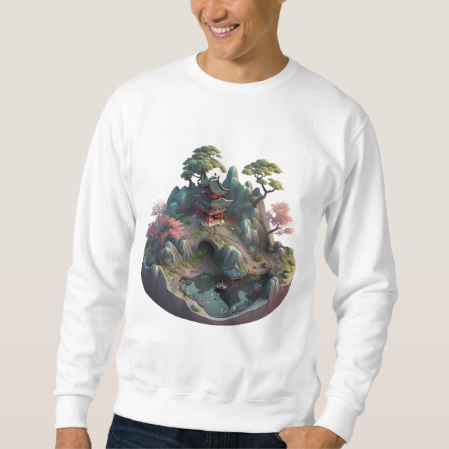 Cute Chinese Fantasy 3D Ligcape Basic Sweatshirt (Framsida)