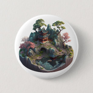 Cute Chinese Fantasy 3D Ligcape Round Button Knapp