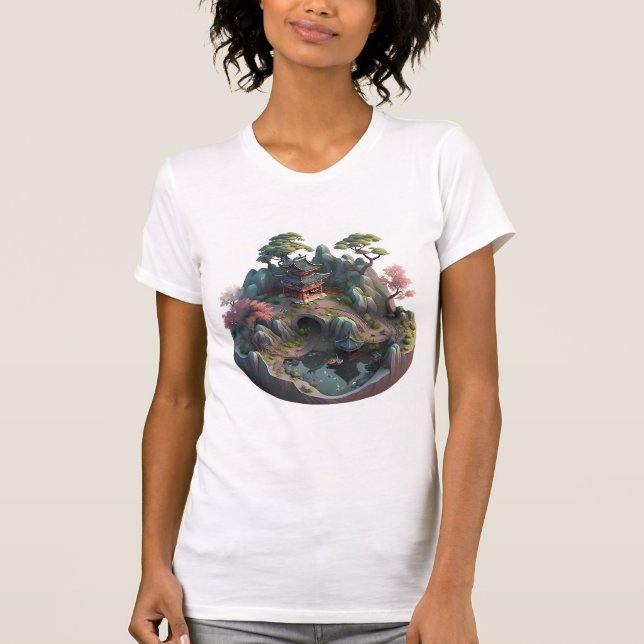 Cute Chinese Fantasy 3D Ligg Slim Fit T-shirt (Framsida)