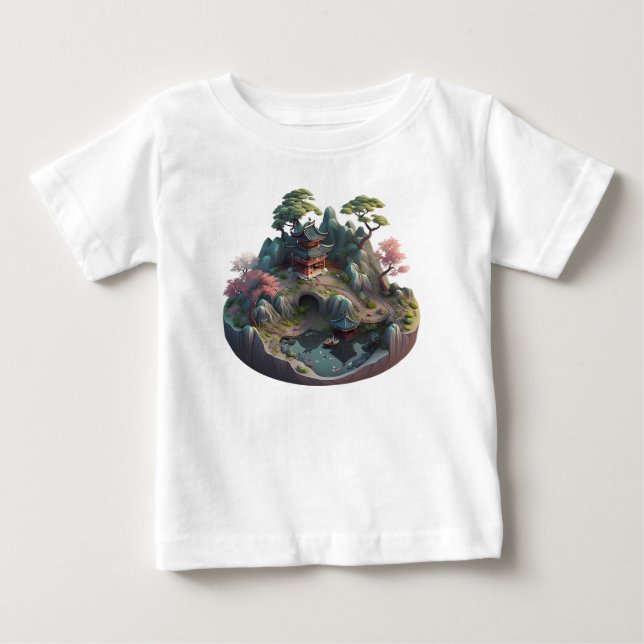 Cute Chinese Fantasy 3D Liggande Baby överst T Shirt (Framsida)