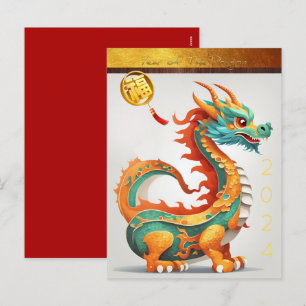 Cute Chinese New Year Dragon Birthday HPostc Helg Vykort