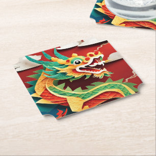Cute Chinese New Year Dragon Zodiac Birthday PapC1 Underlägg Papper