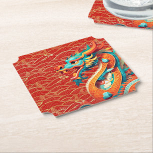 Cute Chinese New Year Dragon Zodiac Birthday PapC Underlägg Papper