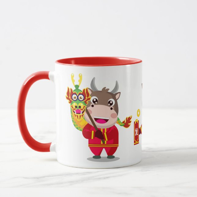 Cute Chinese New Year of the Ox Trio Mugg (Vänster)